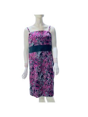 Ann Taylor LOFT Women Floral Print Strapless Dress Lined Pink Black Plus Size 18
